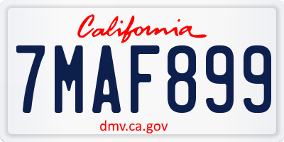 CA license plate 7MAF899