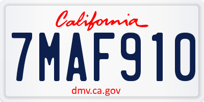CA license plate 7MAF910