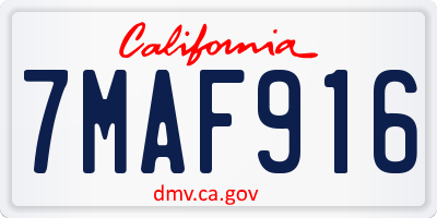 CA license plate 7MAF916