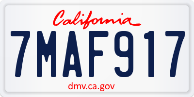 CA license plate 7MAF917
