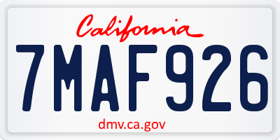 CA license plate 7MAF926