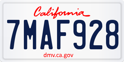 CA license plate 7MAF928