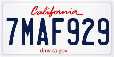 CA license plate 7MAF929