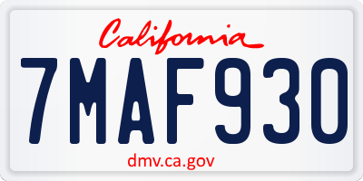 CA license plate 7MAF930