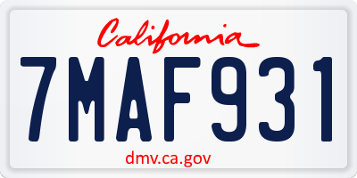CA license plate 7MAF931