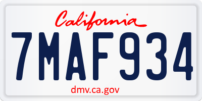 CA license plate 7MAF934