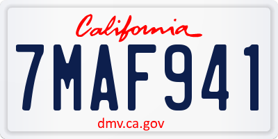 CA license plate 7MAF941