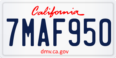 CA license plate 7MAF950