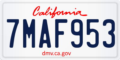 CA license plate 7MAF953
