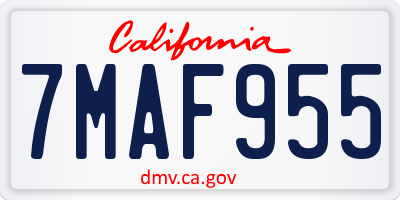 CA license plate 7MAF955
