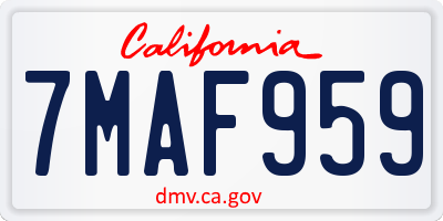 CA license plate 7MAF959