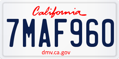 CA license plate 7MAF960