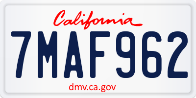 CA license plate 7MAF962