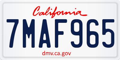 CA license plate 7MAF965