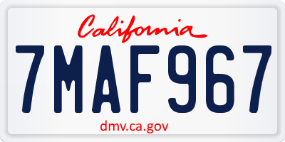 CA license plate 7MAF967