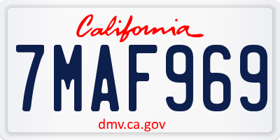 CA license plate 7MAF969