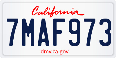 CA license plate 7MAF973