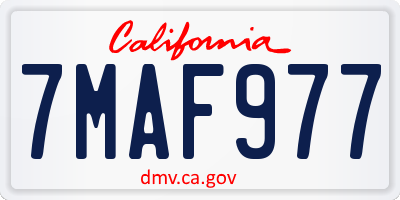 CA license plate 7MAF977