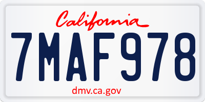 CA license plate 7MAF978