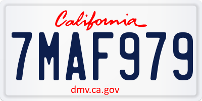 CA license plate 7MAF979