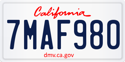 CA license plate 7MAF980