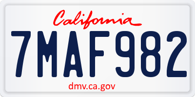 CA license plate 7MAF982