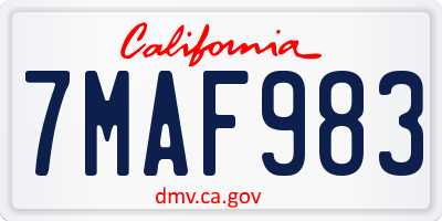 CA license plate 7MAF983