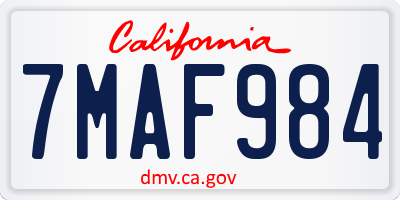 CA license plate 7MAF984