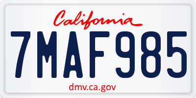 CA license plate 7MAF985