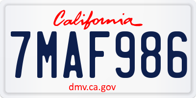 CA license plate 7MAF986