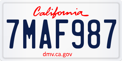 CA license plate 7MAF987