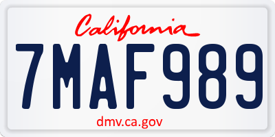 CA license plate 7MAF989