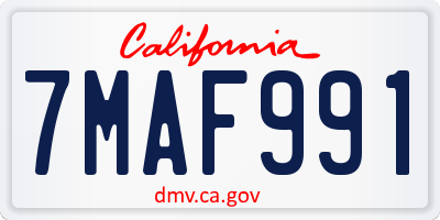 CA license plate 7MAF991