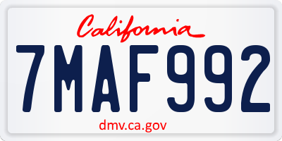 CA license plate 7MAF992