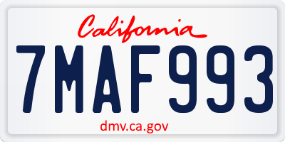 CA license plate 7MAF993