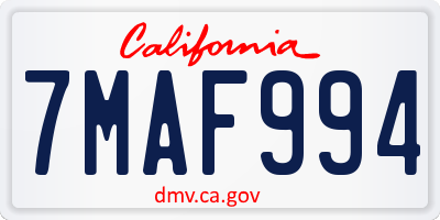 CA license plate 7MAF994