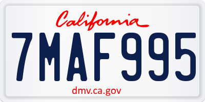CA license plate 7MAF995