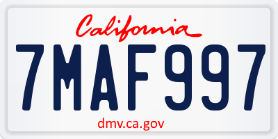 CA license plate 7MAF997