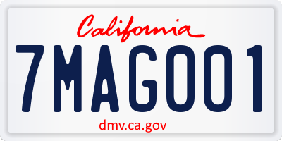 CA license plate 7MAG001