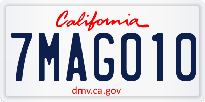 CA license plate 7MAG010