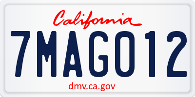 CA license plate 7MAG012