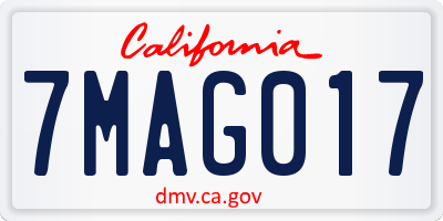 CA license plate 7MAG017