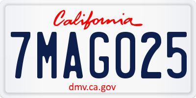 CA license plate 7MAG025