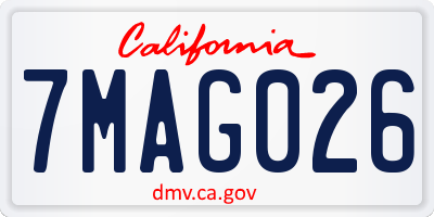 CA license plate 7MAG026