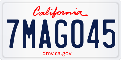 CA license plate 7MAG045