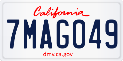 CA license plate 7MAG049