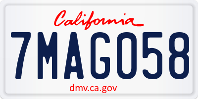 CA license plate 7MAG058