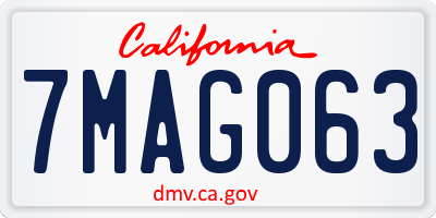 CA license plate 7MAG063
