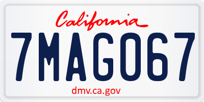 CA license plate 7MAG067