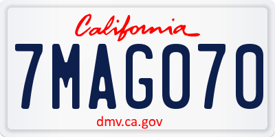 CA license plate 7MAG070